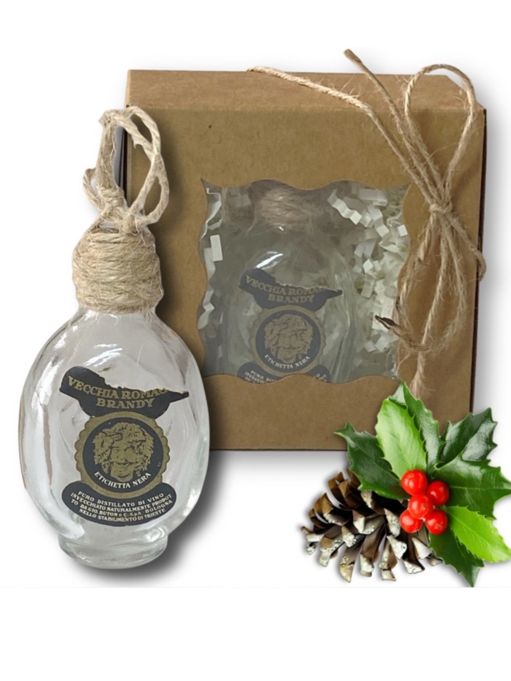 Vecchia Romagna Etichetta Nera Brandy Artisan Vintage Glass Bottle Ornament